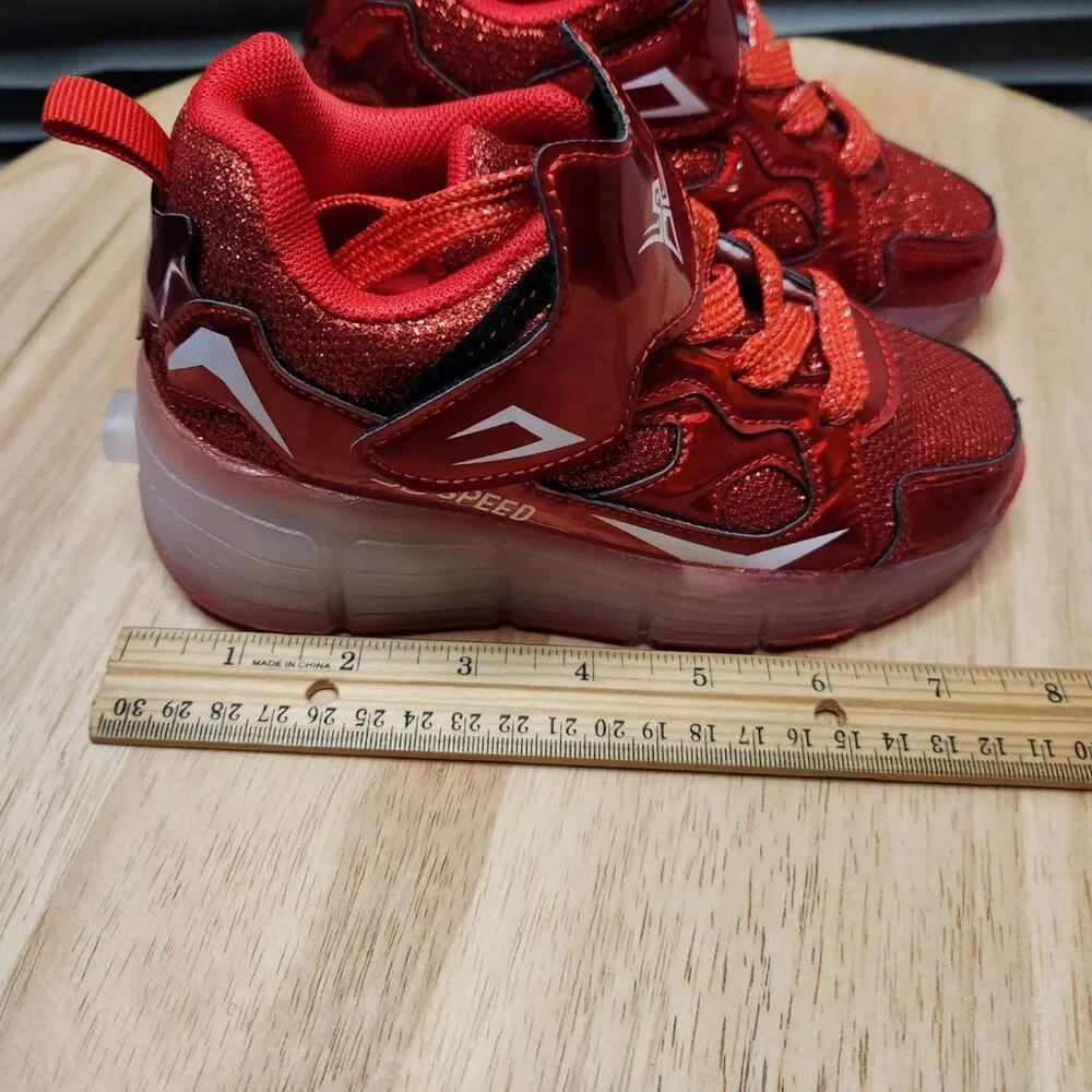 SD Speed Rechargeable Skate Sneakers – Kids EU 29 – Red, Retractable Wheel